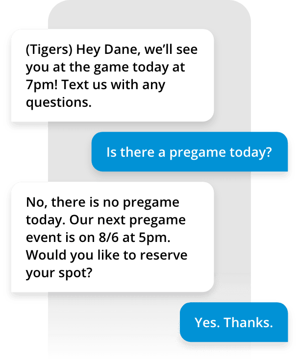 Sports conversational texting