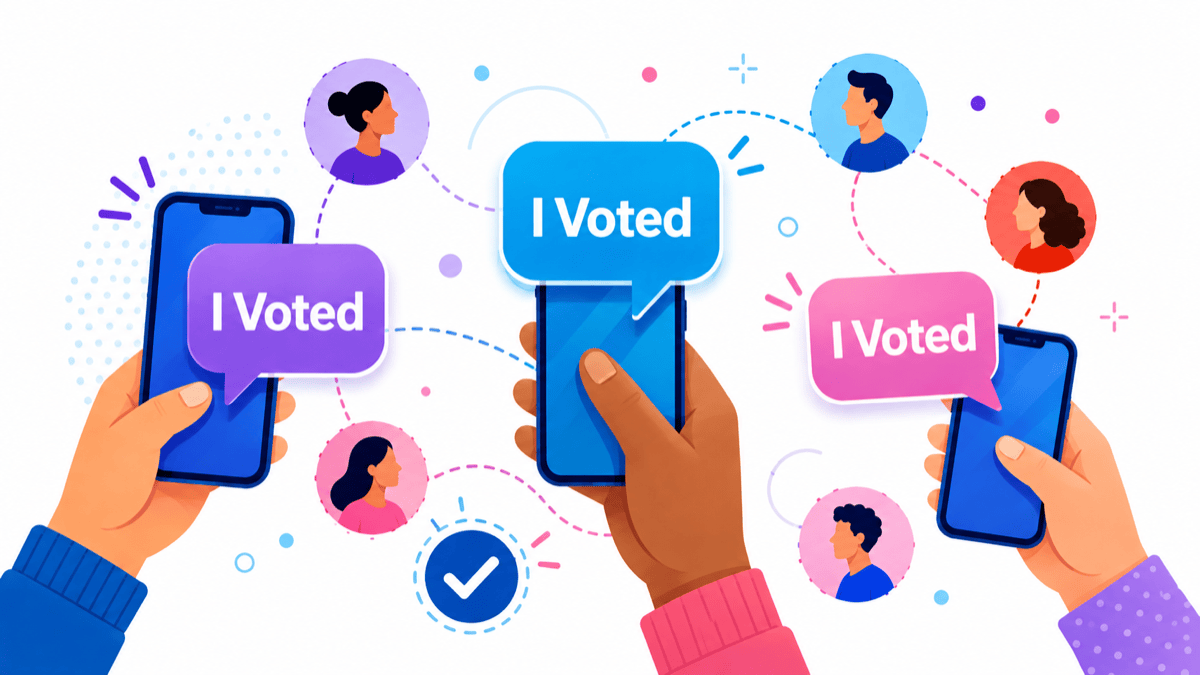 Illustration depicting mobilization of voters via mobile