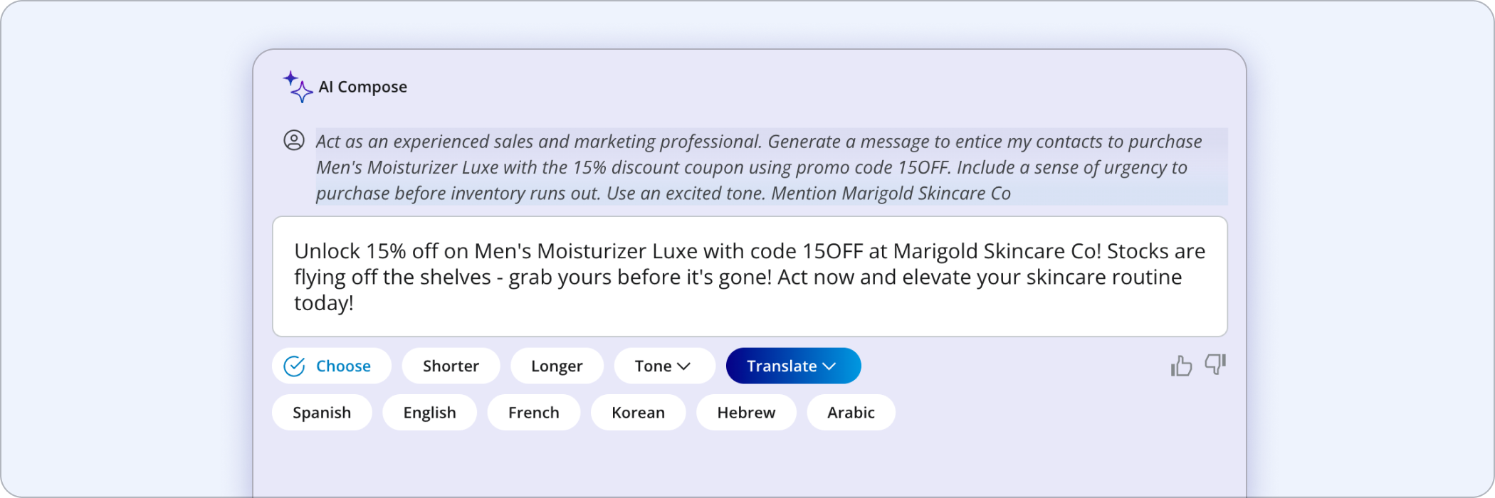 Drafting a campaign with AI Compose in the EZ Texting message composer