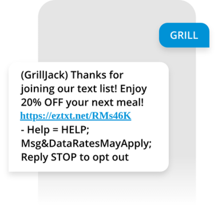 SMS Marketing keyword subscription example