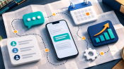 Illustration of an SMS marketing roadmap guiding the steps of a complete text-message campaign